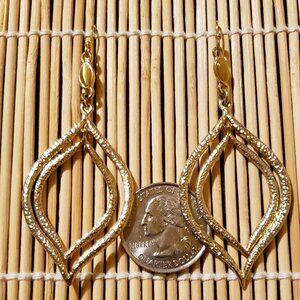 Gold Drop Earrings With Stone For Pierced Ears.